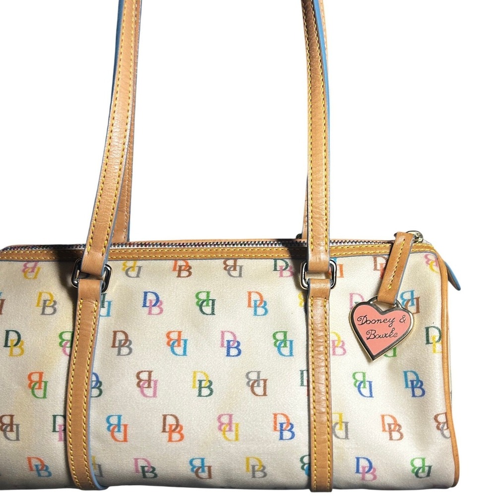 Dooney & Bourke Rainbow Monogram White Barrel Shoulder Bag Vintage Y2K